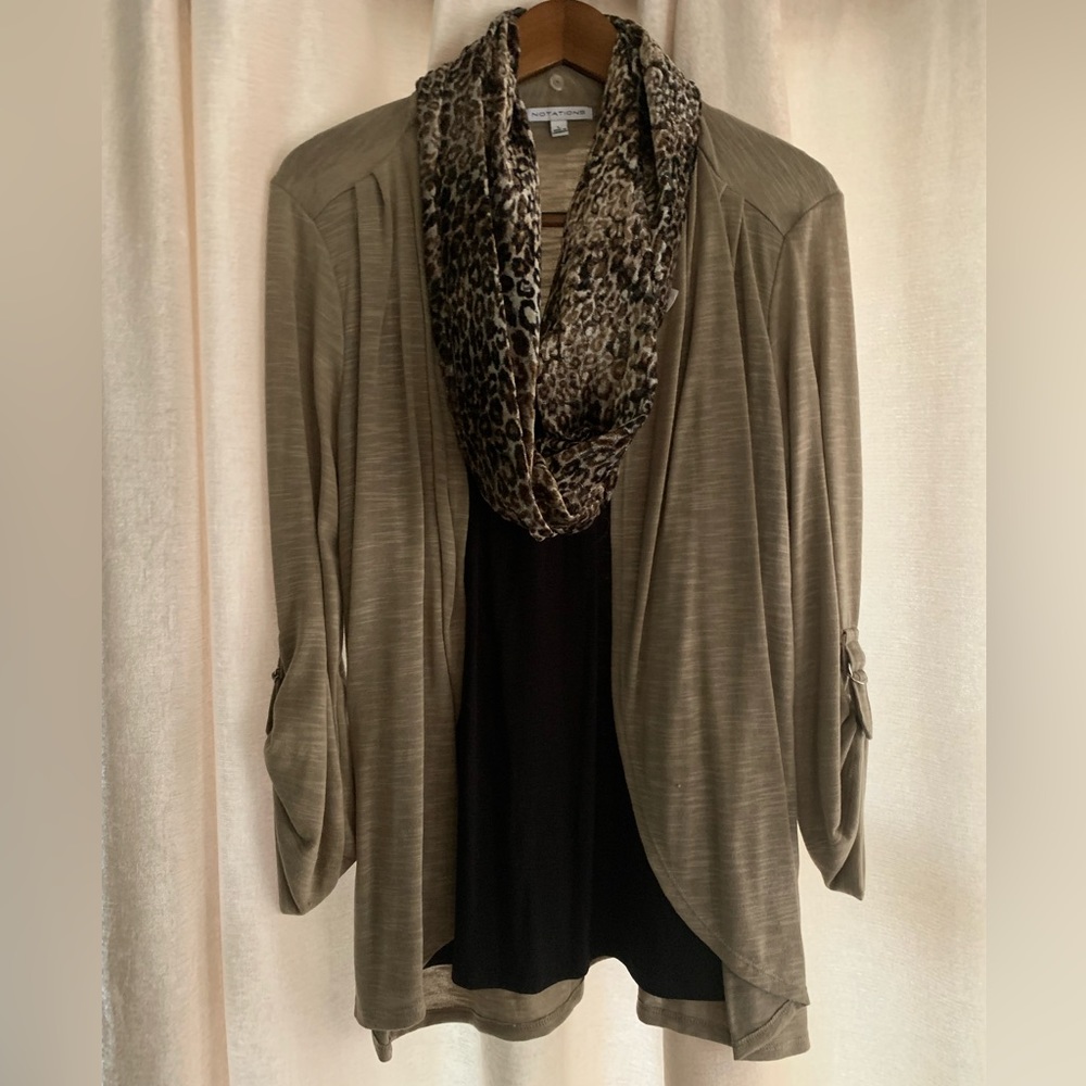 Sweater, top, scarf combination